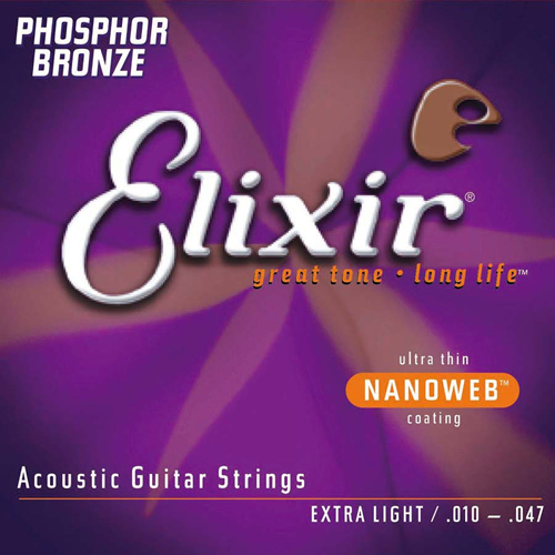 "Elixir アコ弦 フォスファー"　PHOSPHOR BRPNZE Acoustic Guitar Strings NANOWEB